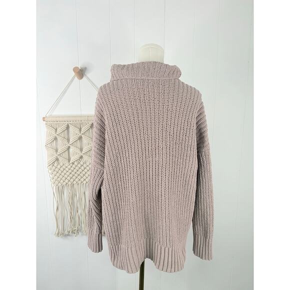 Aerie Oversized Chenille Turtleneck Sweater Womens Small Taupe Beige - Picture 6 of 8